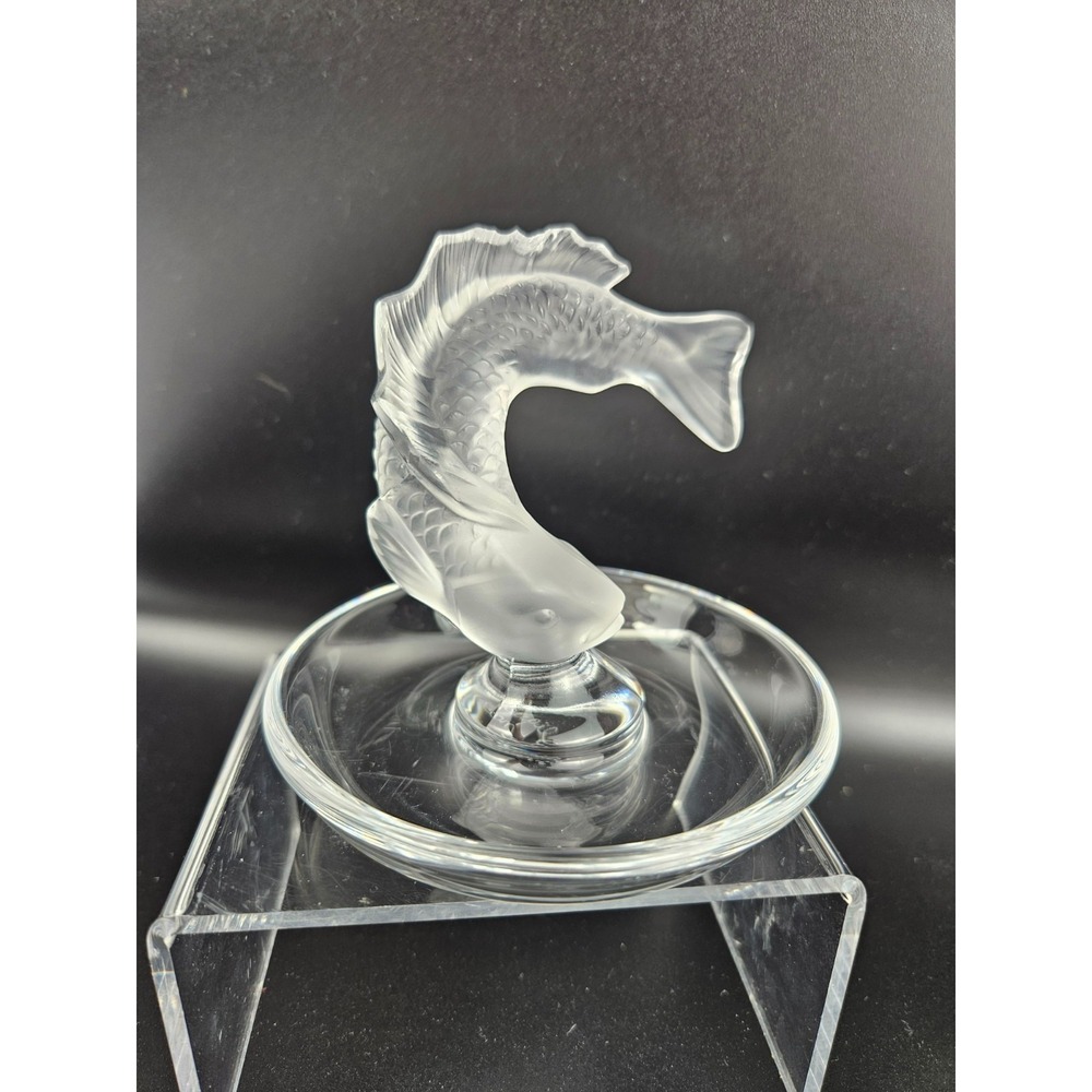 Lalique‎ France Crystal Koi Fish Dish Signed Frosted Glass READ